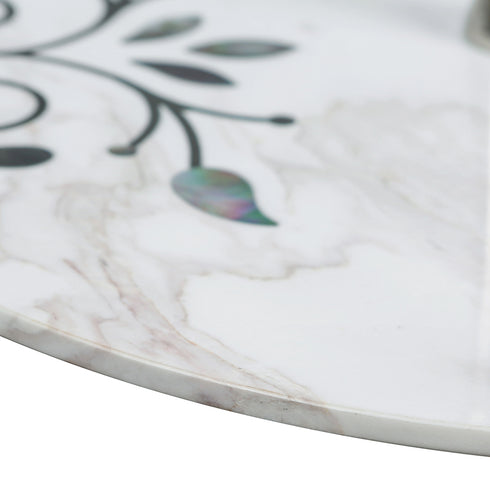 White Marble Tier Tray with Floral Motif